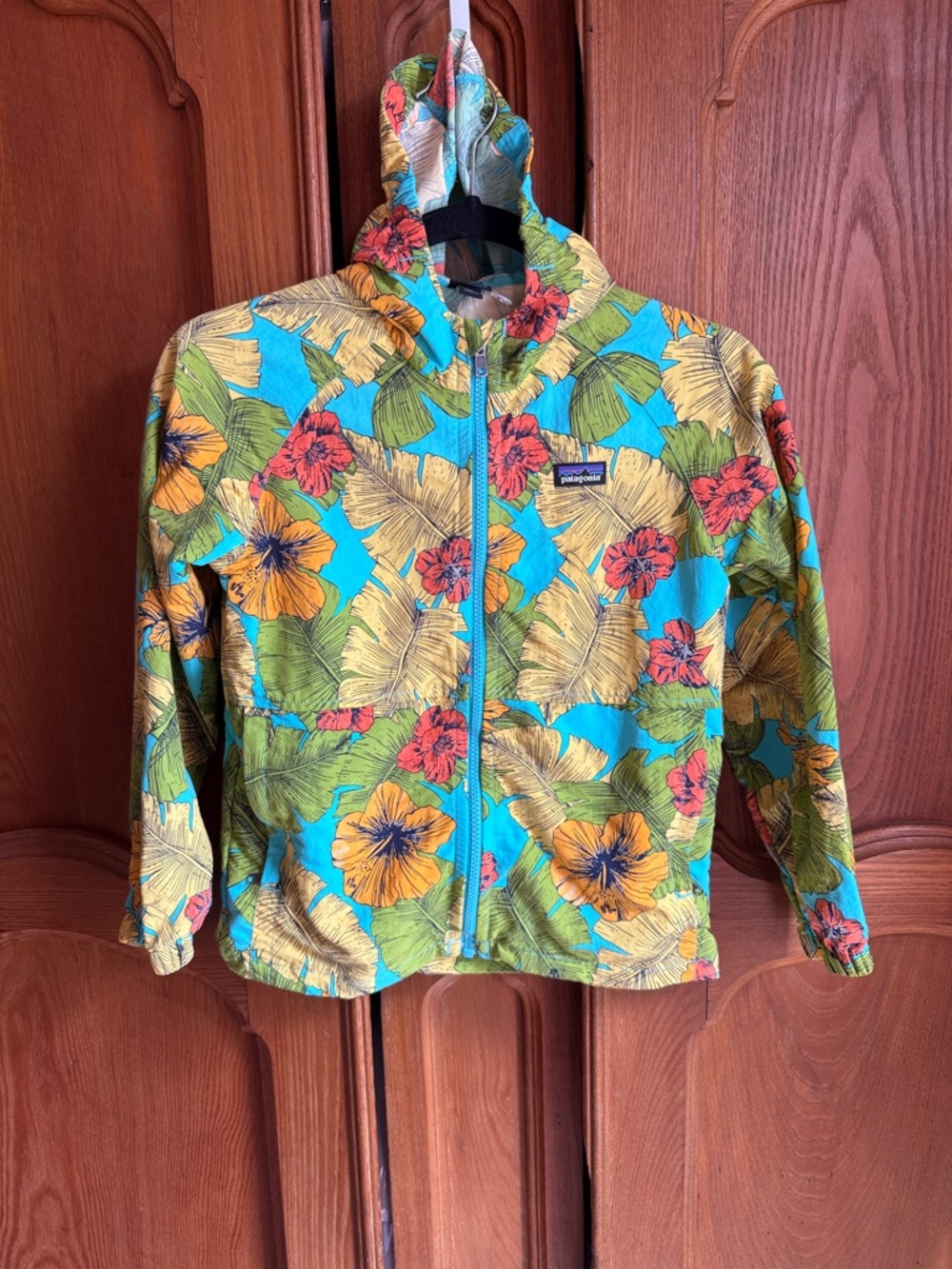 Patagonia Floral Zip Hoodie - Turquoise, Green, Yellow, Red